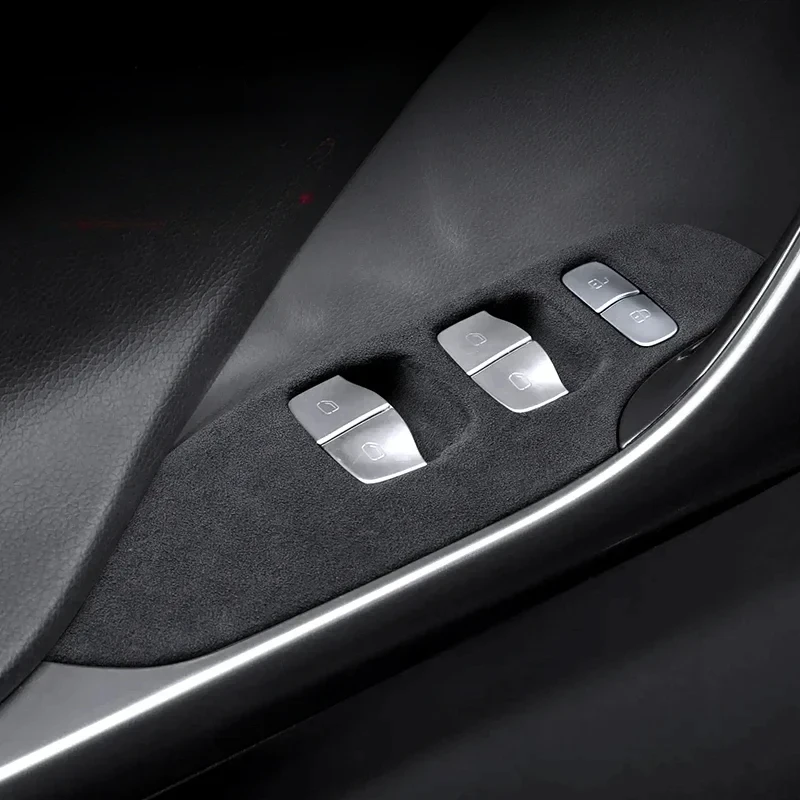 Car Door Window Lift Switch Button Panel Decoration Frame Trim  Alcan tara Suede Wrap For Mercedes Benz Smart #1 2022 2023 2024