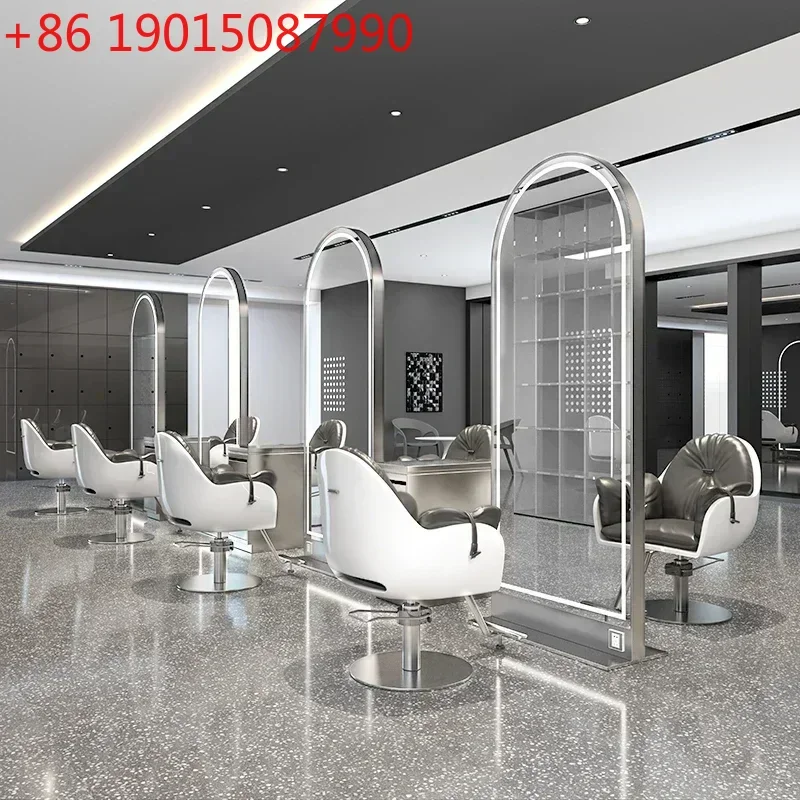 

A13 Hair Salon Double-Sided Hair Cutting Mirror for Hair Salon with Light Floor Dressing Table