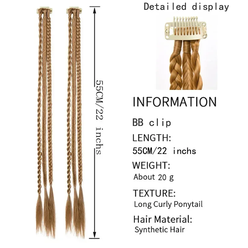 Long Curly Synthetic Twist Claw Clip Braids Hair Natural 22 Inches Heat Resistant Hair Extensions for Woman Daily Use