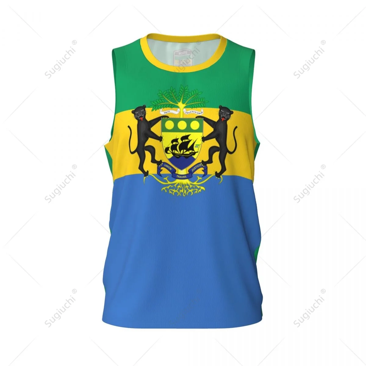 Gabon Flag Men Basketball Sports Jersey Running Fitness Multifunction Sleeveless tshirt Exclusive Custom Name Nunber