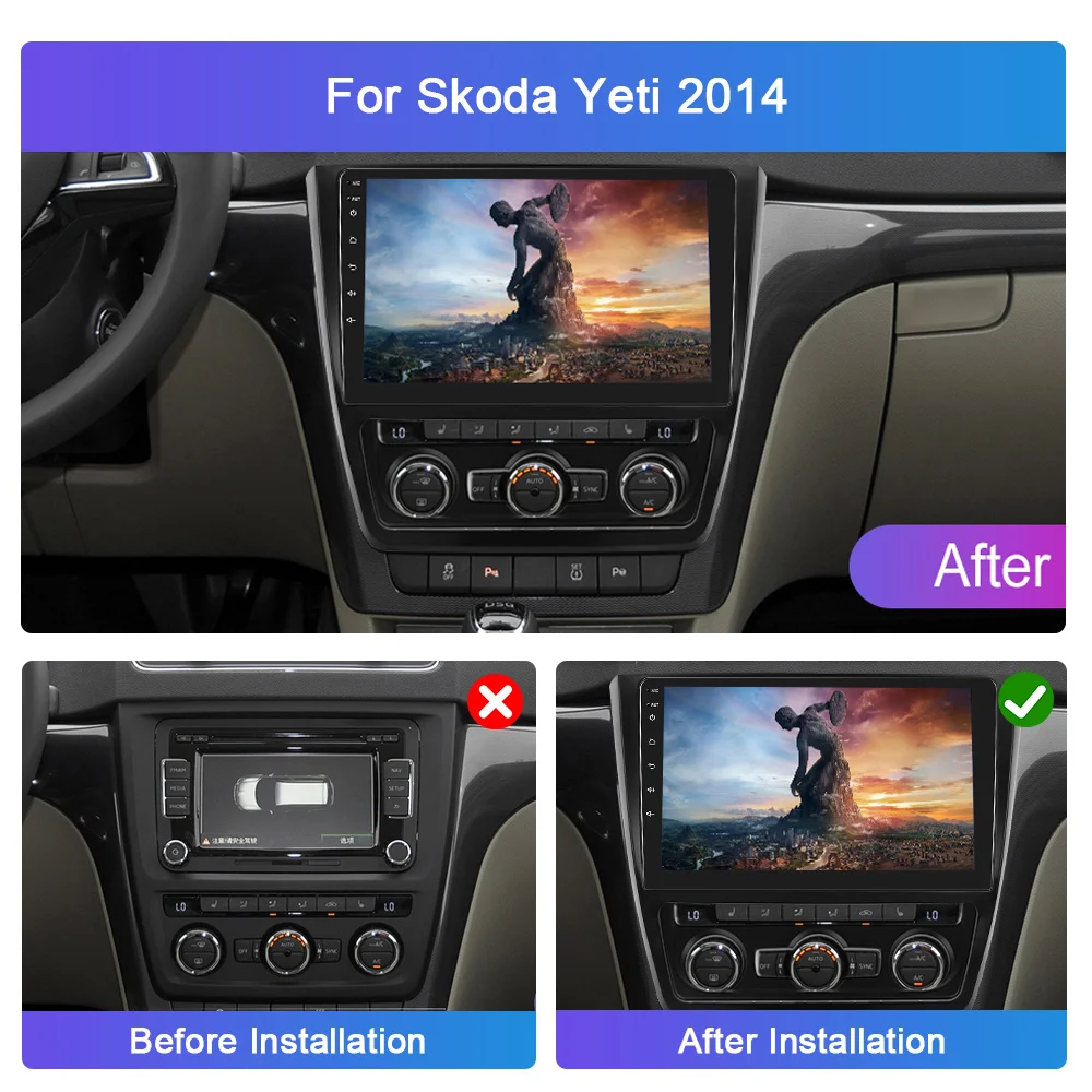 Podofo Android 10.0 DSP Carplay Car Radio  Multimedia Video Player For Skoda Yeti 2014 GPS Navigation 2 Din dvd Autoradio Stereo