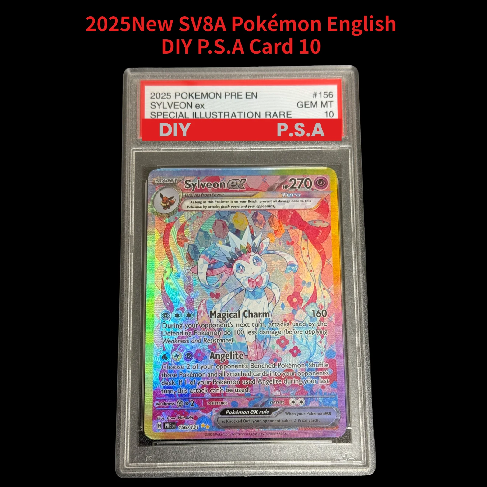 Карты DIY 2025 GEM MT 10 TCG ПРЕДЛОЖЕНИЕ EN-PRISMATIC EVOLUTIONS # 156 SYLVEON ex СПЕЦИАЛЬНАЯ ИЛЛЮСТРАЦИЯ РЕДКИЙ Подарочный сборник с героями мультфильмов