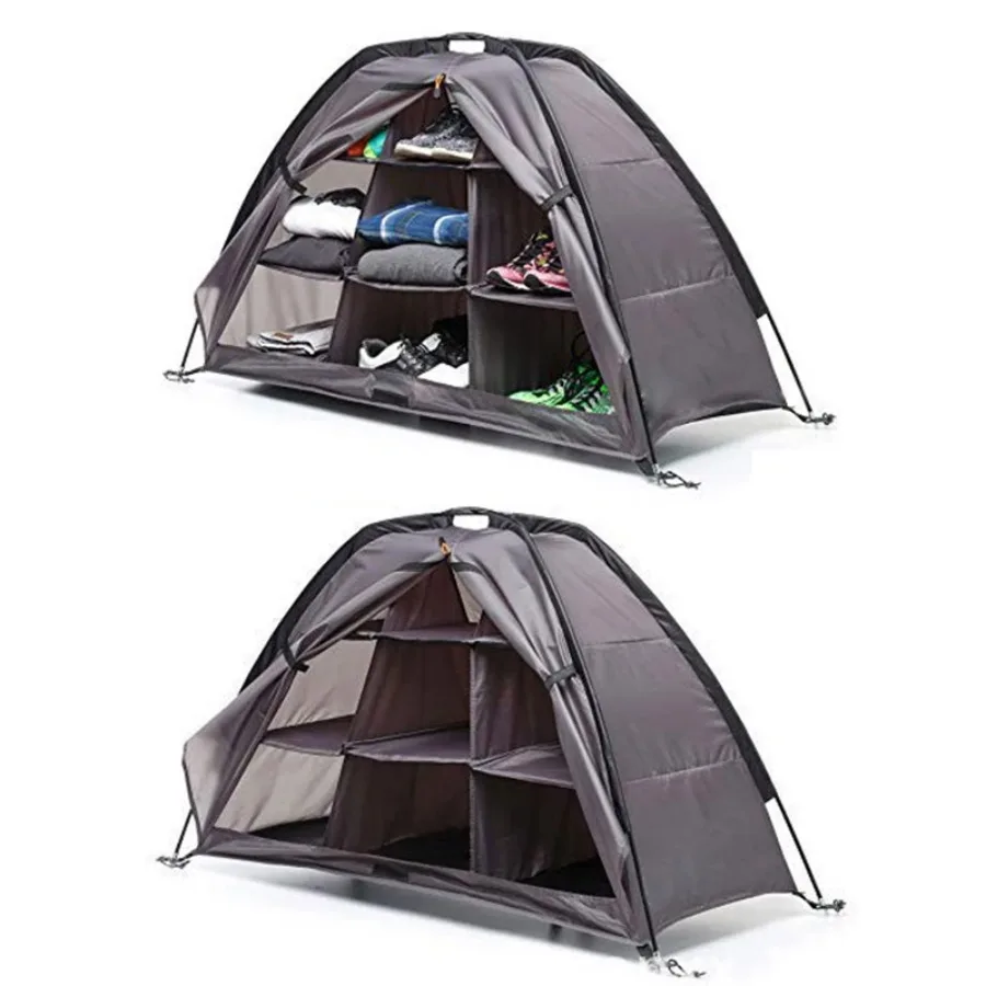 Outdoor Camping Tent Storage Cabinet Camping Shoe Cabinet Shoe Rack Tent Foldable 9-compartment Storage Rack