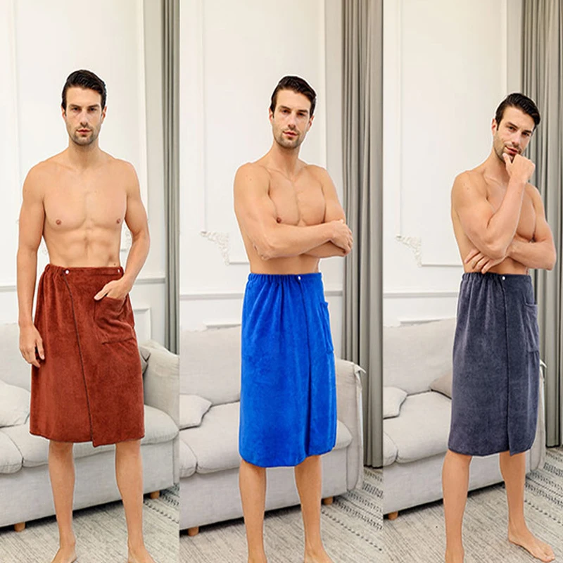 Adjustable men's sexy bath skirt  wearable men's bath towel soft  absorbent Suitable for sauna spa  Adult absorbent beach towel