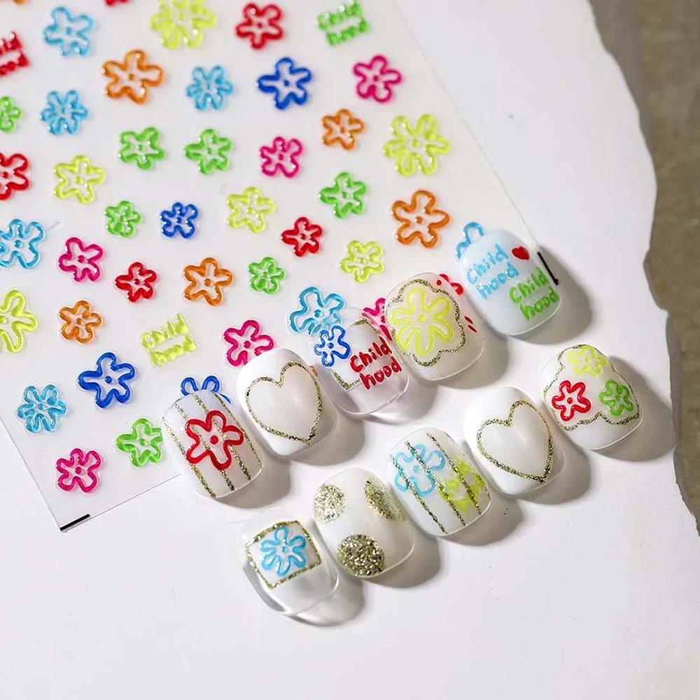 Flowers Jelly Nail Stickers Honey Peach Strawberry Jelly Bear Nail Decals Manicure Ornaments Jelly Stickers