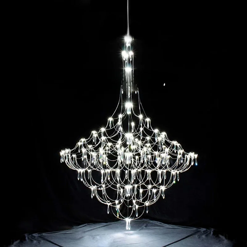 Italy, living room gypsy chandelier, villa apartment stairs, hollow designer, light cube chandelier
