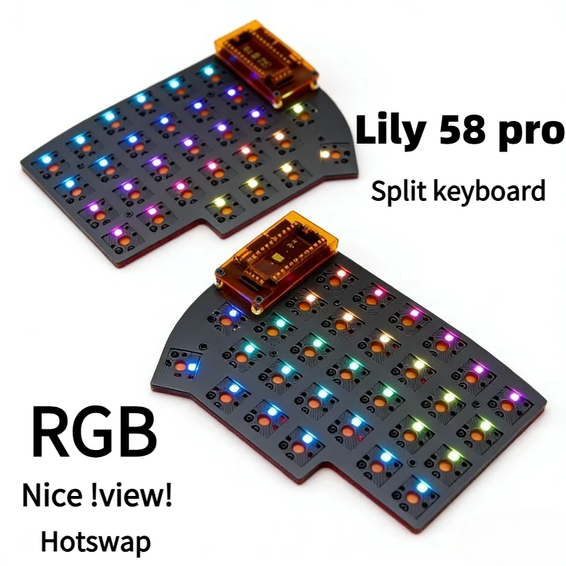 New Lily58 Pro Split Keyboard Kit Wired/wireless Hotswap ZMK Bluetooth Mechanical Keyboard RGB Transparent Acrylic Keyboard Gift