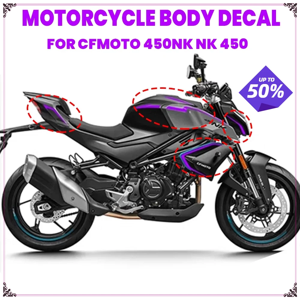 For CFMOTO 450NK NK450 2023 2024 Body Modification Latte Print 450NK Motorcycle Protective Sticker Accessories moto accessories