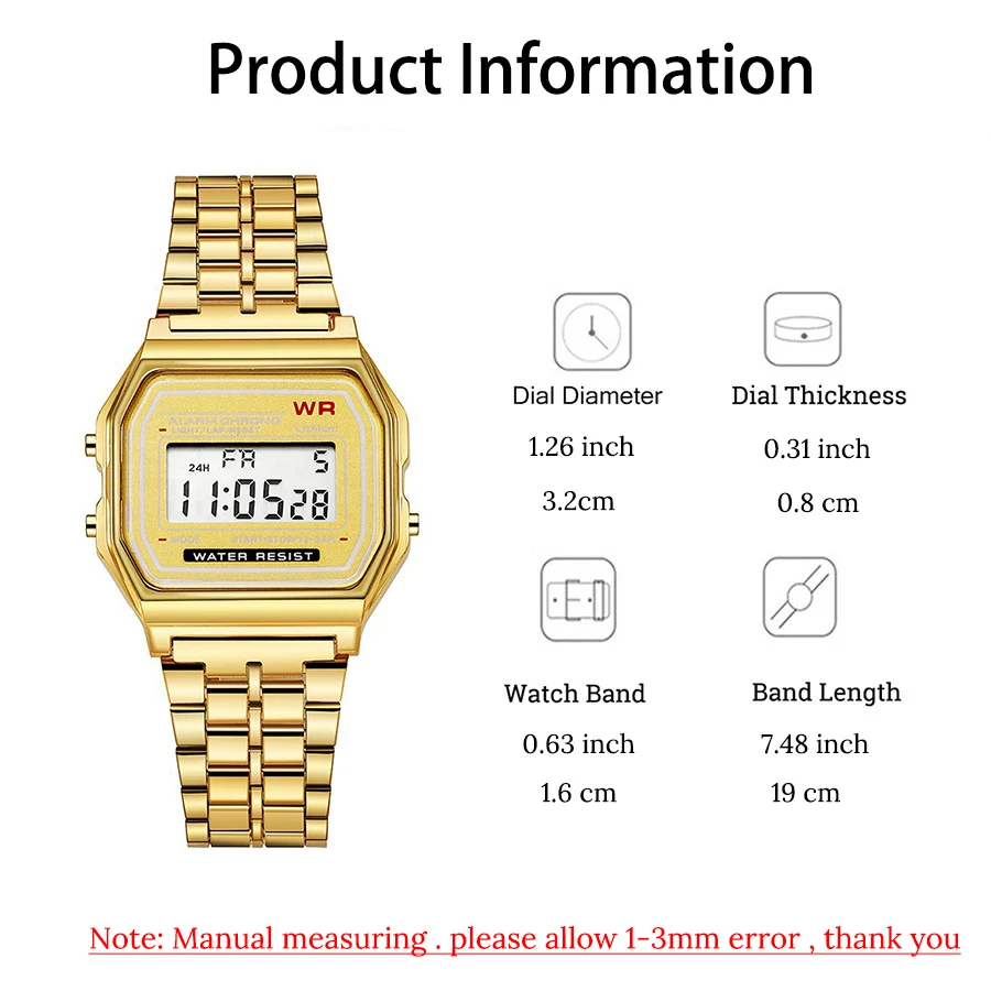 New Vintage Metal Square Kids Watch Sports Multi-Function Waterproof Women Watches for Men Wristwatch Ladies Retro Style Clock gallery 3