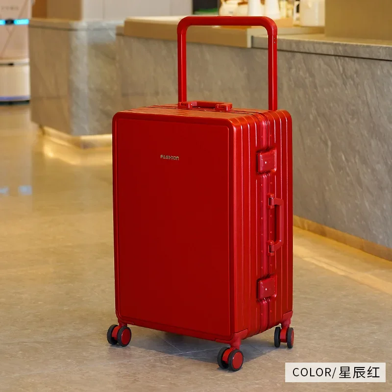 New Wide Pull Rod Rolling Luggage Ultra Light Aluminum Frame Trolley Case Travel Suitcase Large Capacity Trunk 20 Boarding Box