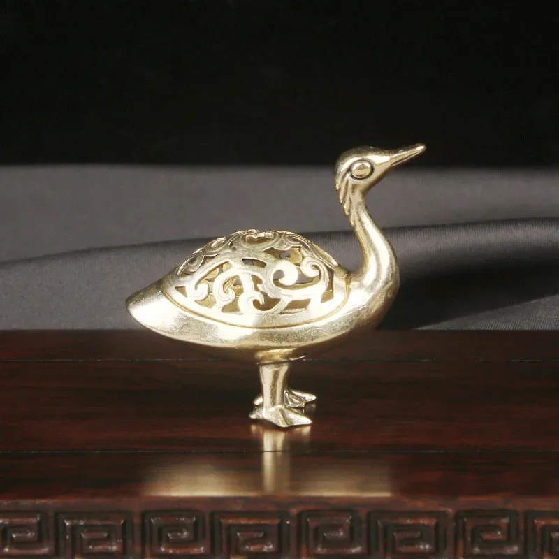 Pure Brass Hongyan Stove Desktop Decoration Antique Play Duck Shaped Incense Burner Handicrafts Duck Aroma Stove Old Bronze Ware