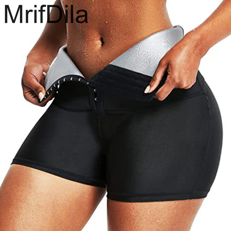 MrifDila Buckle Closure Sauna Suit Compression Leggings Women's Waist Trainer Heat Trapping Neopreno Stretchy Shorts Body Shaper