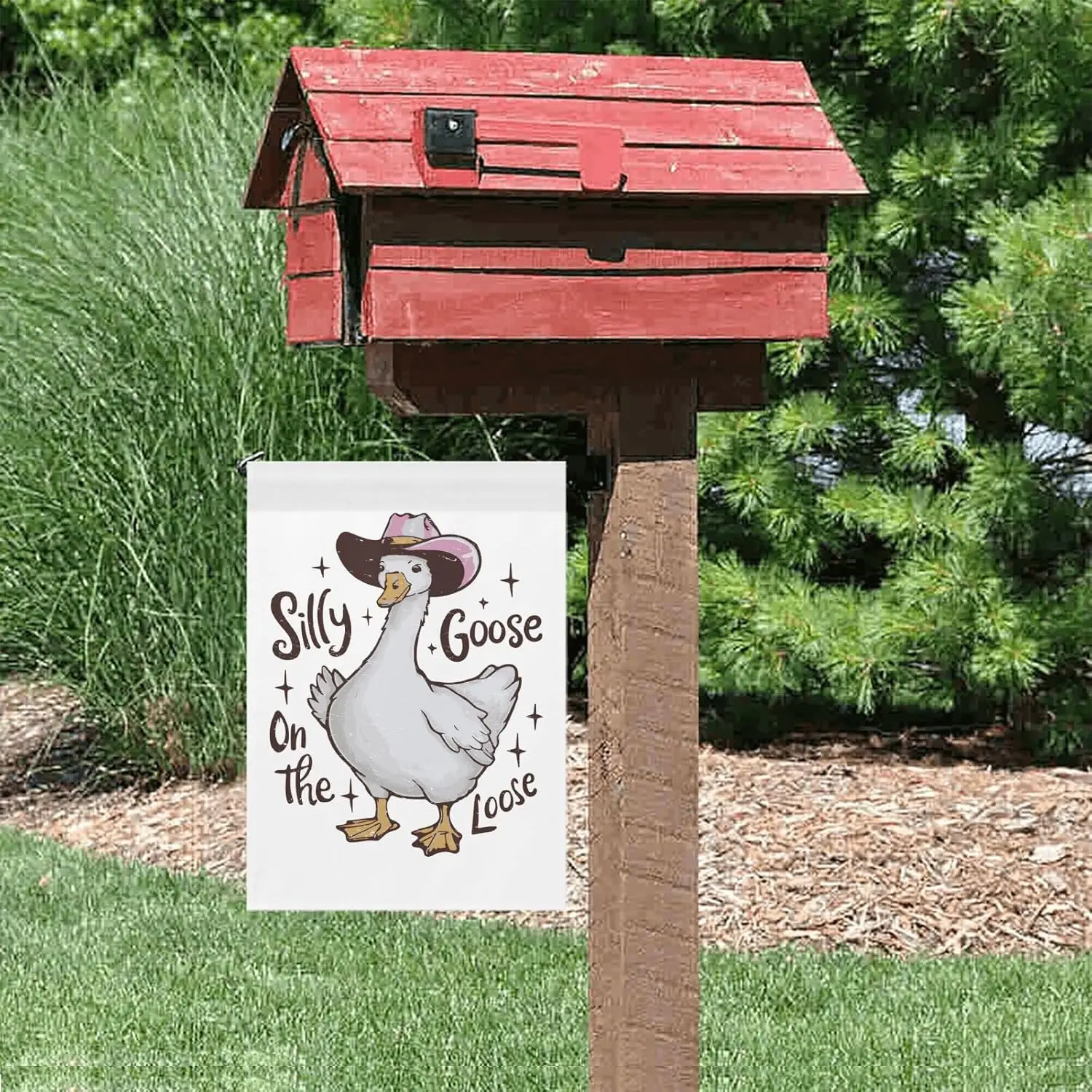 Silly Goose On The Loose House Flag One Size Double Sided Inspirational Small Garden Flag Double Sided Outside House Flags I GGX
