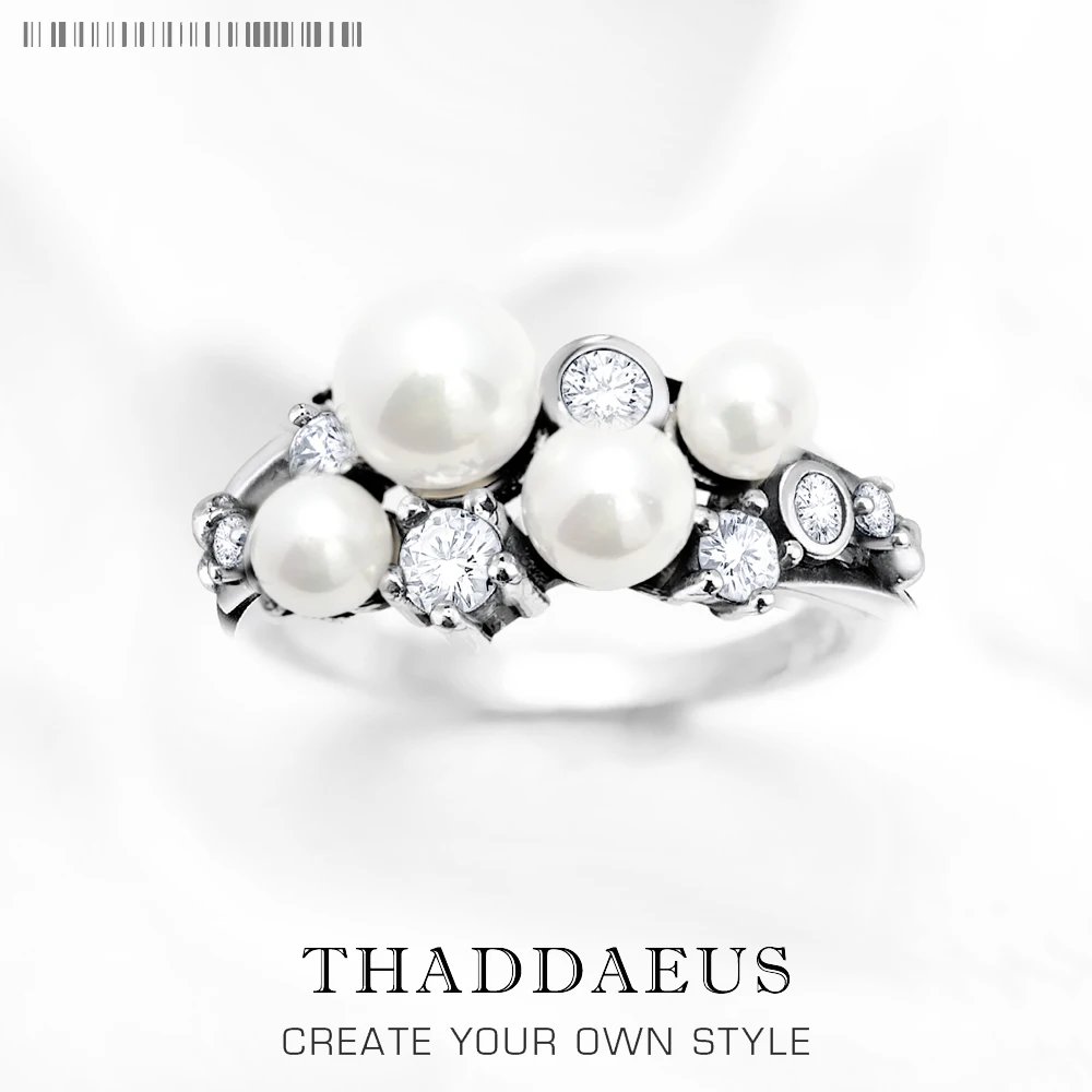 

Freshwater Pearls with White Stones Ring Europe Style New Fine Jewerly Trendy Gift In 925 Sterling Silver For Women