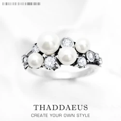 Freshwater Pearls with White Stones Ring Europe Style New Fine Jewerly Trendy Gift In 925 Sterling Silver For Women