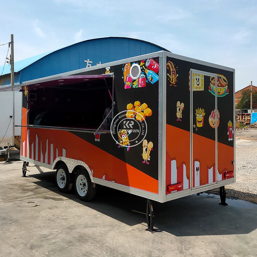Concession Food Trucks For Sale In China Hamburger Cart Food Truck Mobile 4M Food Trailer Hot Dog BBQ Trailer
