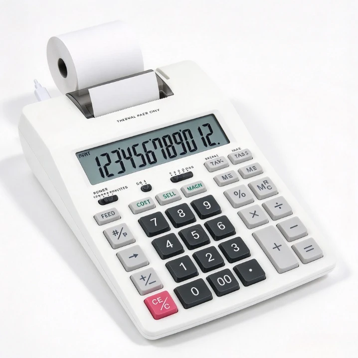 Printing Calculator 12 Digit Desktop Financial Adding Machine Single Dual Color Ink Ribbon Office Bank Supermarket Cash Register