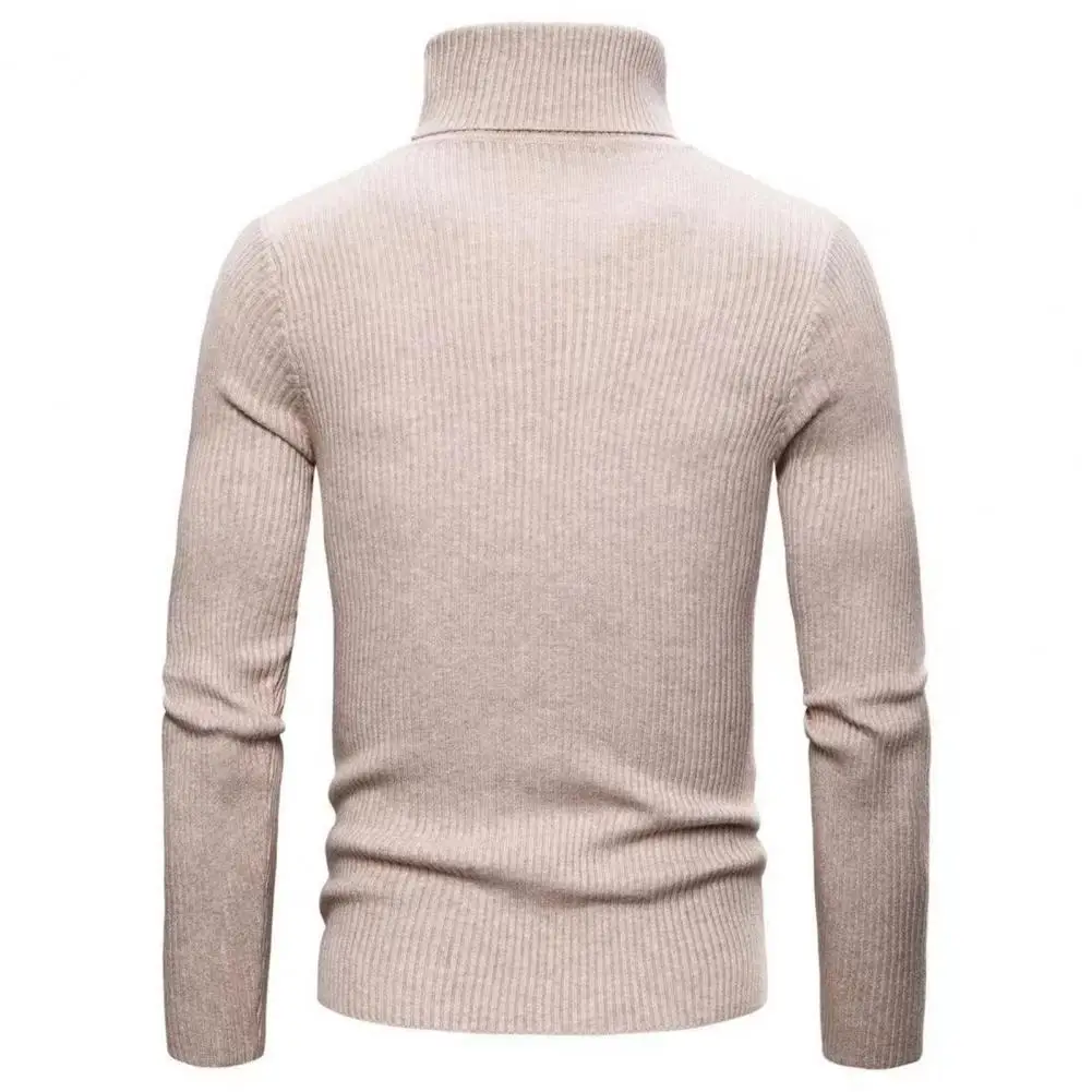 Solid Color Knitting Sweater Men Solid Color Knitting Sweater Stylish Men's Turtleneck Sweater Slim Fit Ribbed for Autumn/winter