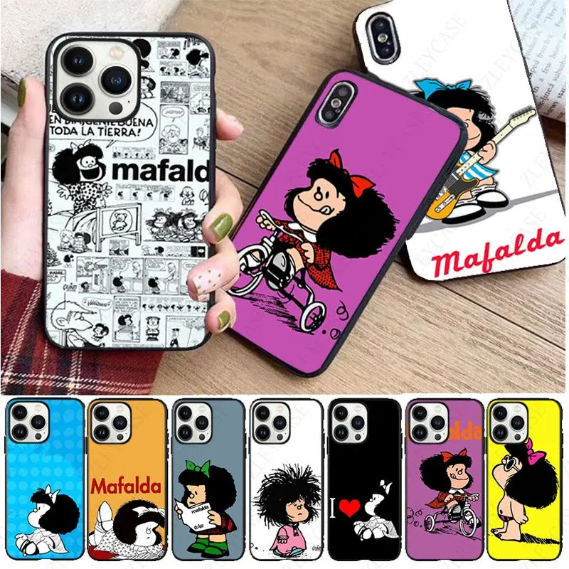 Custodia morbida per telefono funda Mafalda per iphone 16pro 15pro 14pro 11pro 12pro 13pro max 7 8 SE XR 12mini 13mini Coque Custodie