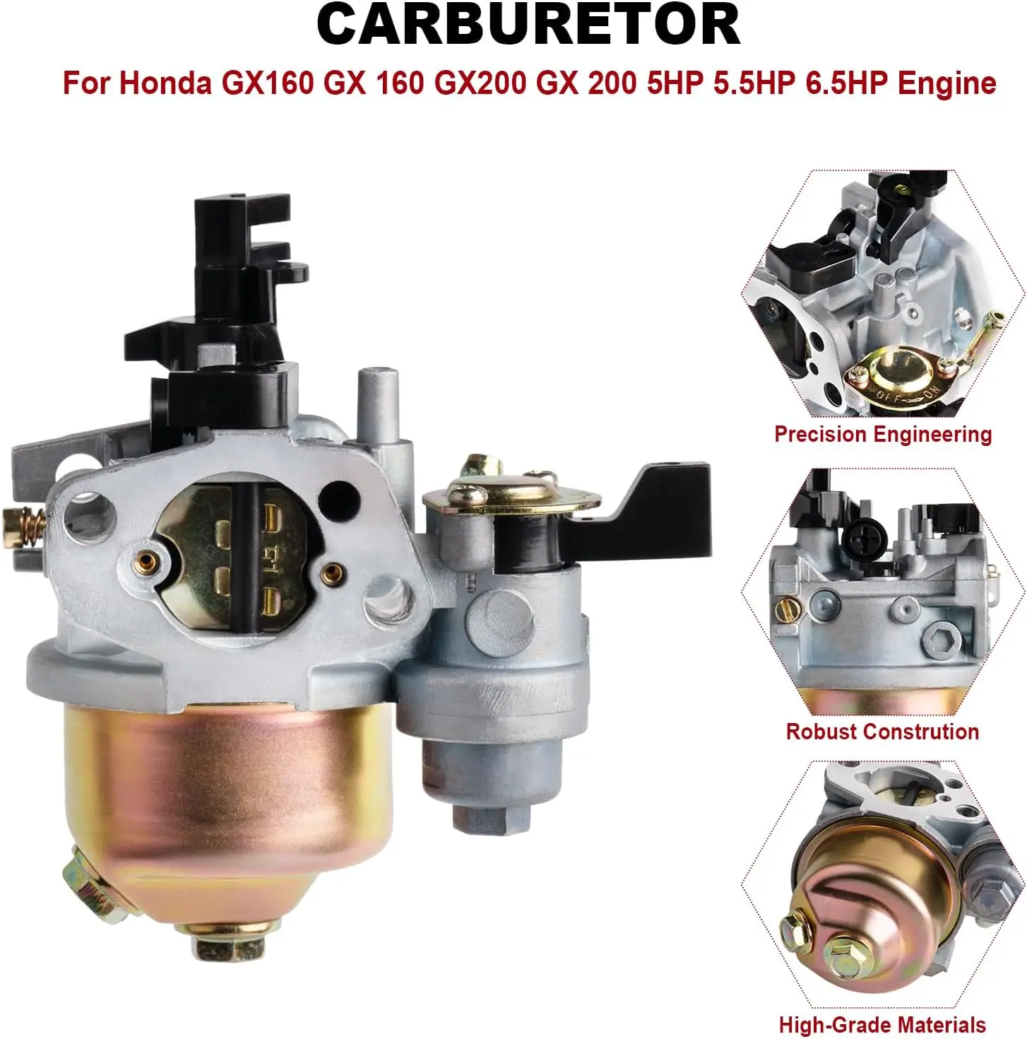 GX160 GX200 Carburetor for Honda GX120 GX140 GX160 GX168 GX200 5HP 5.5HP 6.5HP Engine Replaces 16100-ZH8-W61 16100-ZE1-814 16100