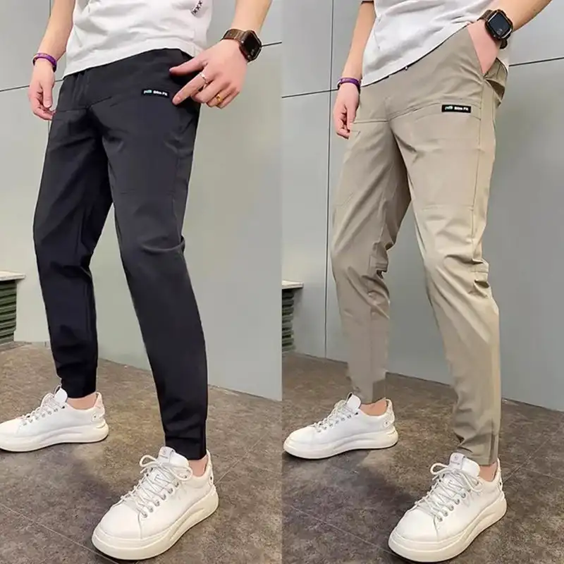 Men\'s High Stretch Multi-pocket Skinny Cargo Pants Multi-pocket Sweatpants Solid Color Casual Work Outdoor Joggers Trousers