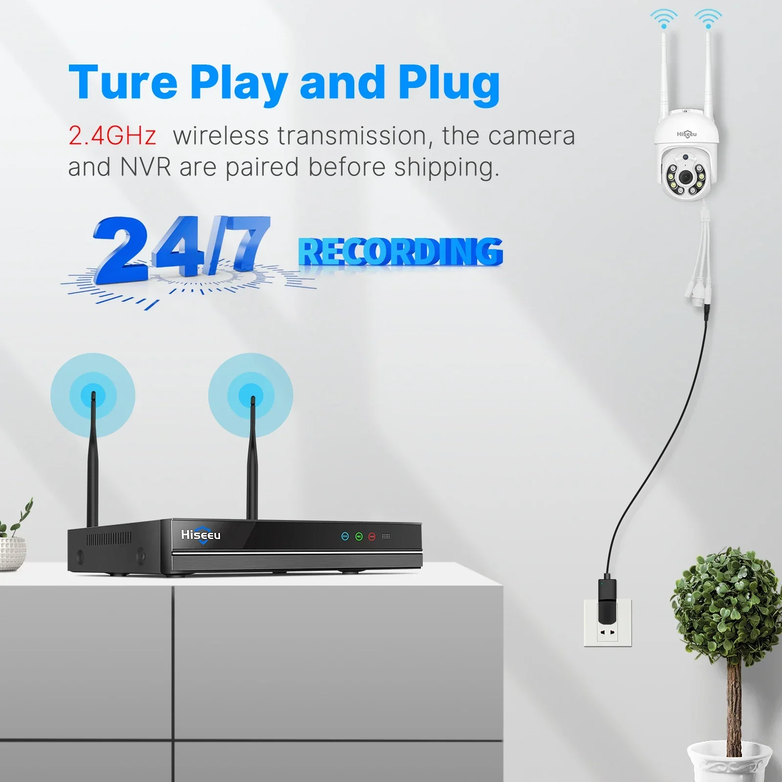 OEM 5MP 4CH/8CH/10CH 屋外自動追跡機能付き屋内WiFiオンラインカラー暗視PTZカメラ ワイヤレスCCTVセキュリティシステム