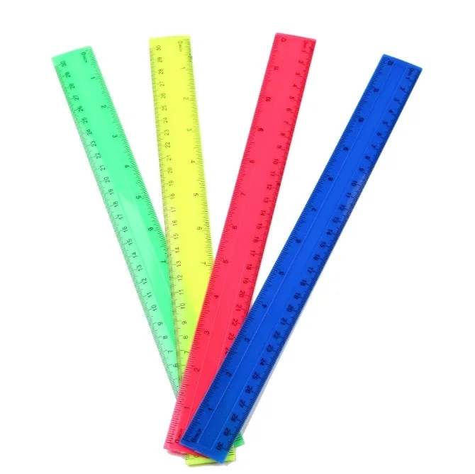4Pcs/Pack Colorful Transparent Plastic Straight Rulers 30cm Kawaii Stationery Drawing School Office Supplies Kids Student Prize view 2