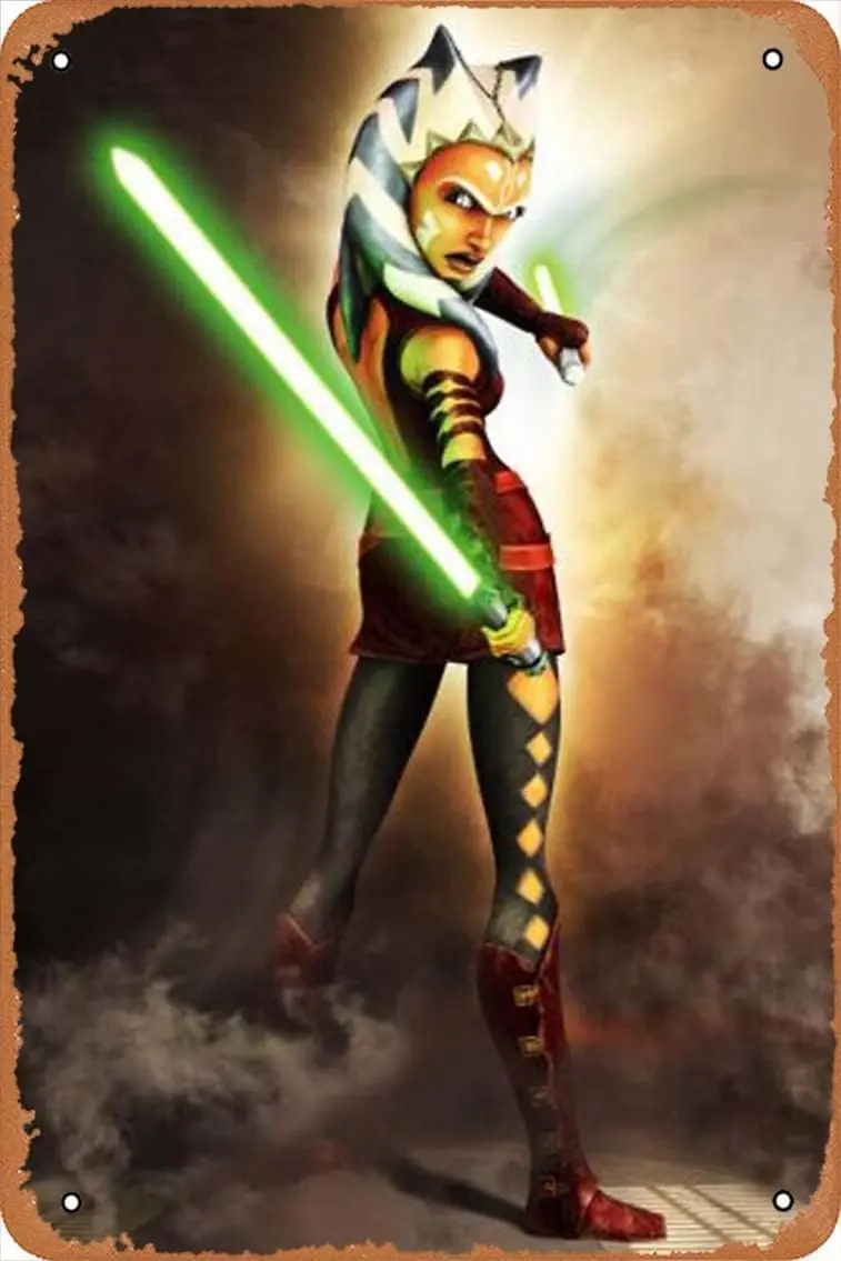 Ahsoka Pose poster Metal signage Vintage Home decor Vintage Tin logo 30.48 x 20.32 cm