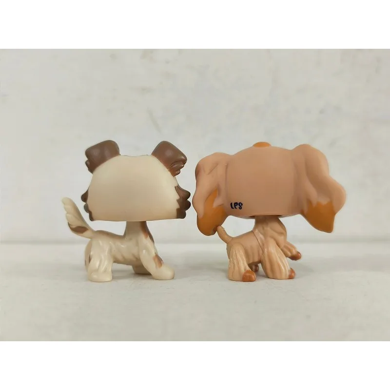 2pcs/lot Mini Pet Shop Toy Collie Spaniel Dog #2210#1716 Animal LPS Figures