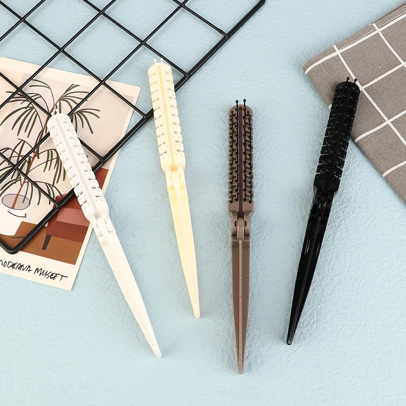 1Pc 2 In 1 Travel Portable Fashion Hair Comb Folding Anti-static Plastic Comb Hair Brush Compact Pocket Hair Comb