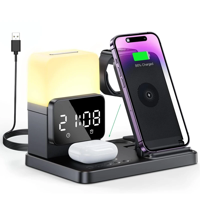 6-in-1折りたたみ式ランプ-ワイヤレス充電パッド-スタンド-目覚まし時計-iphone-17-16-15-pro-max-airpods-pro対応-急速充電ドックステーション