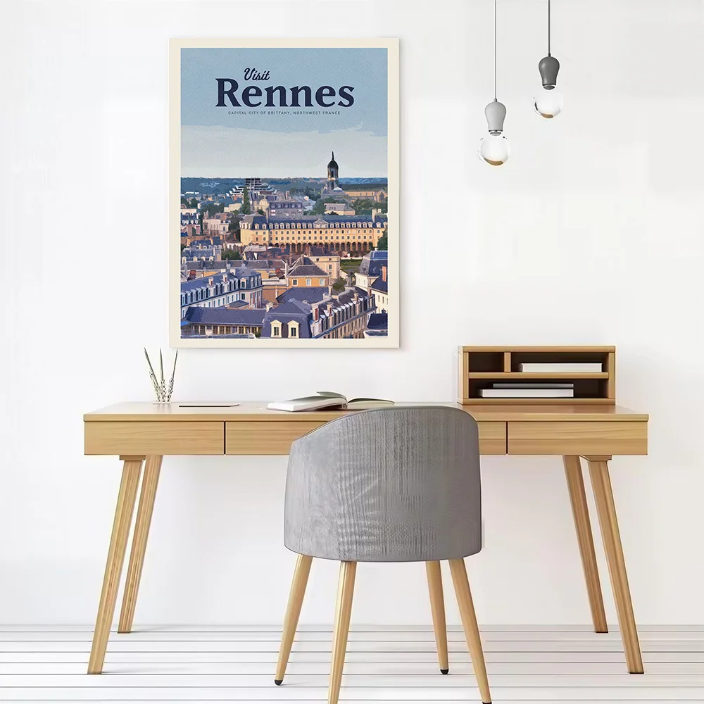 Visit Rennes Printed Canvas Poster Personalized High Quality Wall Art Paintings for Decoration Living Room Decorating Interior