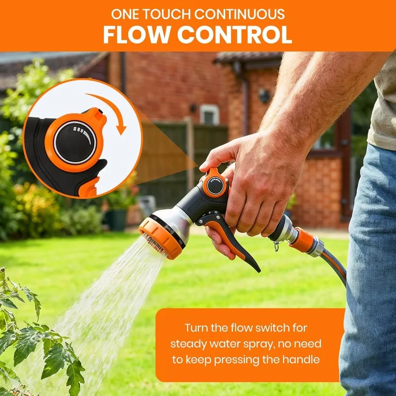 8 Pattern Hose Pipe Water Spray Gun Adjustable Car Wash Hose Garden Spray Portable High Pressure Gun Sprinkler Nozzle Water Jet