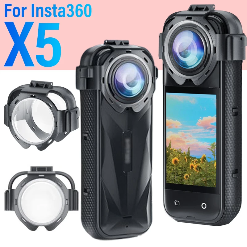 

Snap-on Lens Guard Anti-Scratch Optical Glass Lens Protector Case Cover For Insta360 ONE X5 Camera Removable Protective Shell
