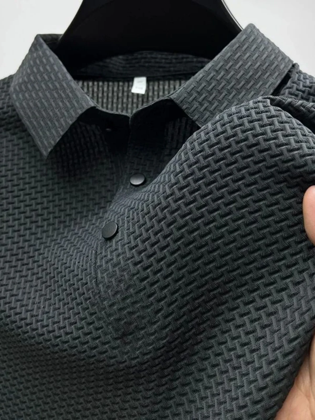

Casual Jacquard Collar Short Sleeve T-Shirt Men's Fashion Breathable Comfortable Printed Loose Fit Autumn Spring Male Top