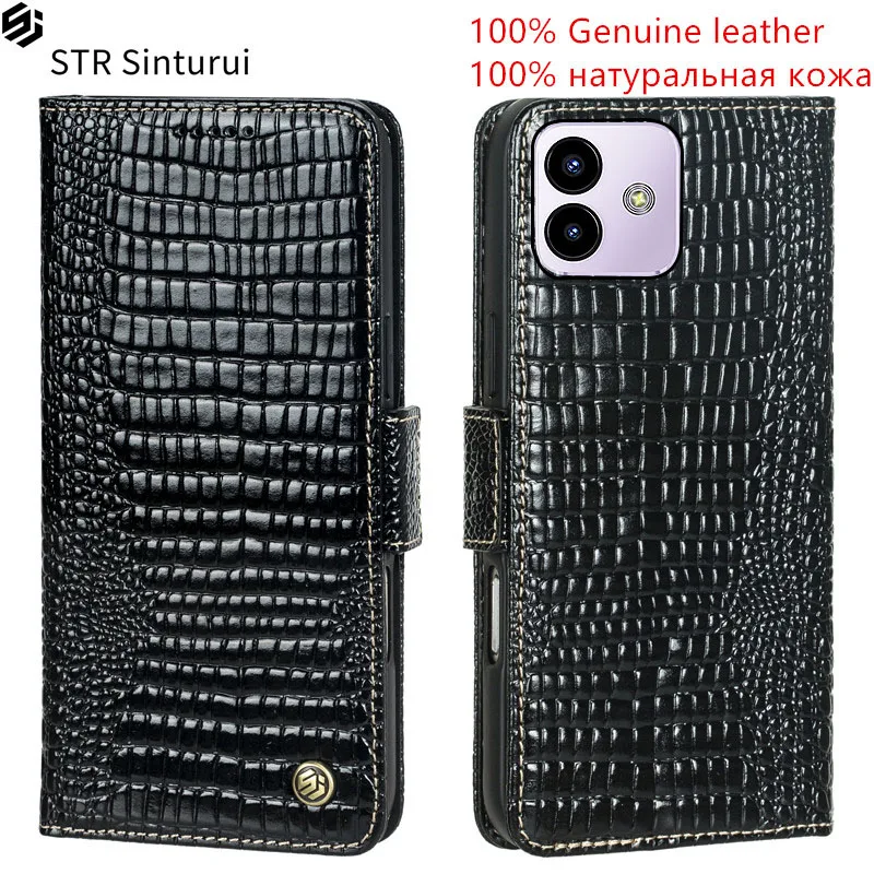 

STR 100% Genuine leather lizard grain card Slot Wallet Cover For Cubot Note 40 50 21 20 Pro Flip Fall prevention phone Case