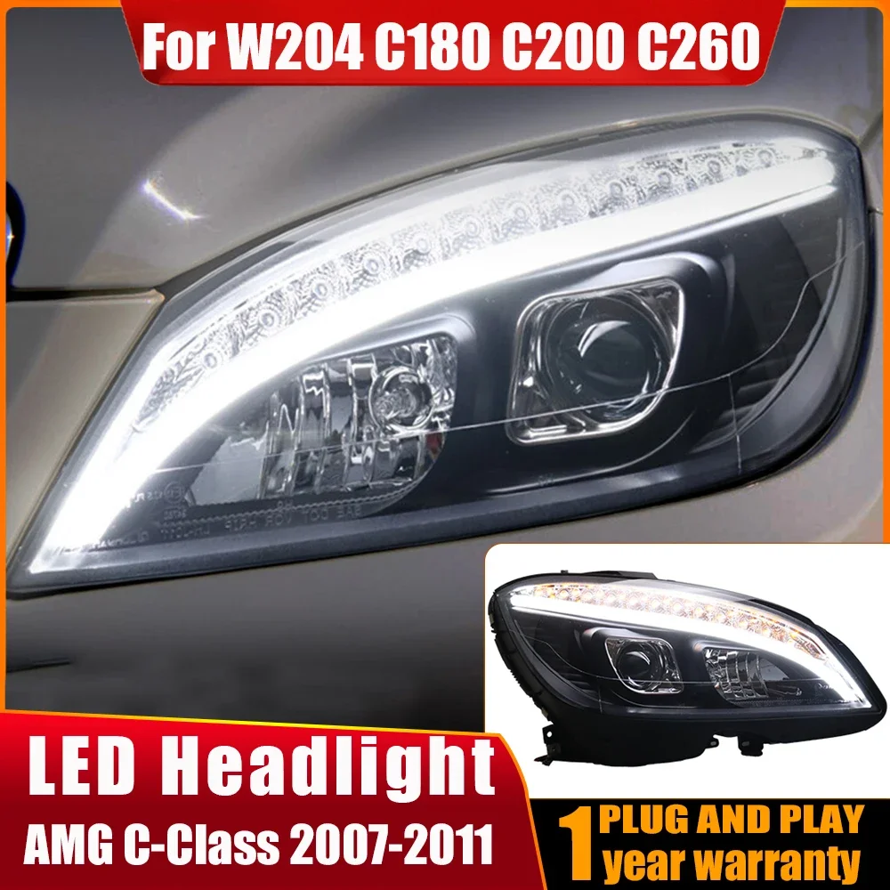 Head Lamp for Benz W204 Headlights 2007-10 C300 C260 C200 LED Headlight LED DRL Hid Bi Xenon Automotive Accessories Car Styling