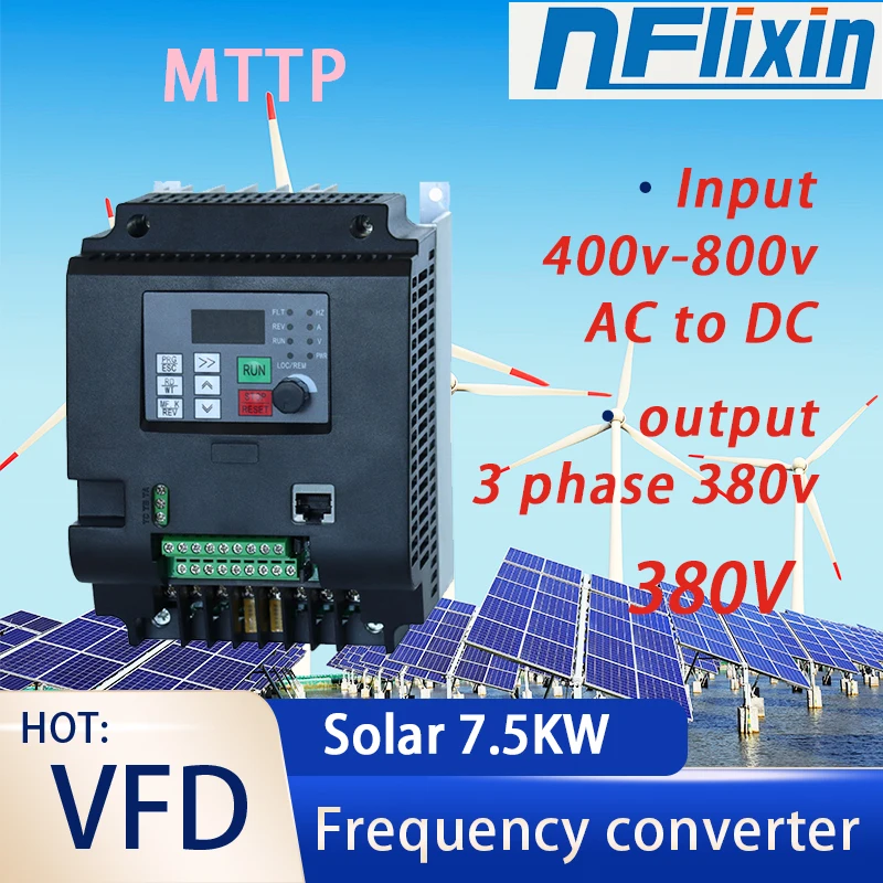 HOT! 7.5KW 380V MPPT Multi-Functional Frequency Solar Inverter, DC-AC Drive For water pump