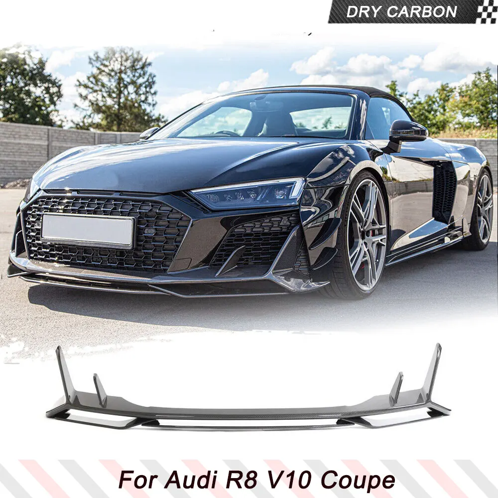 Dry Carbon Car Front Lip Chin Apron Protector for Audi R8 V10 GT Performance Coupe 2023 New R8 Carbon Car Kits Guard Chin Lip