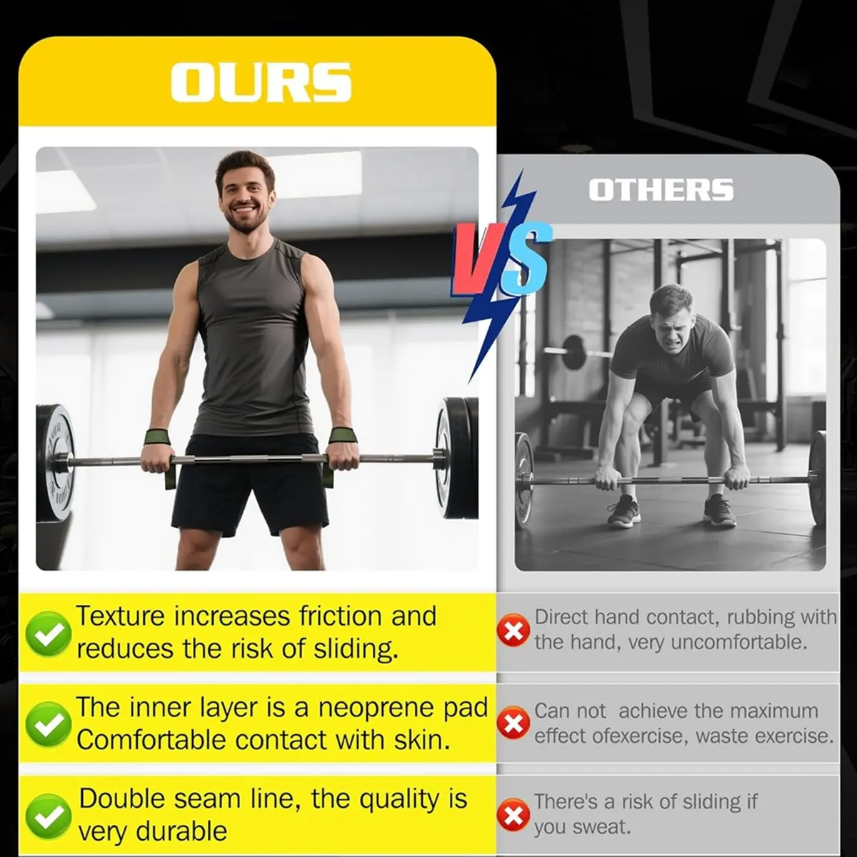 X08A Lifting Straps Wrist Wraps Weightlifting Training Heavy Duty Gym Support for Boost Grip Wrist Stability