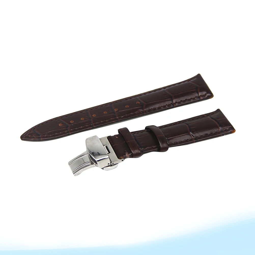 

18Mm Premium Watch Band Dark Brown Durable Unisex Ergonomic Metal Clasp Stylish Replacement Strap For