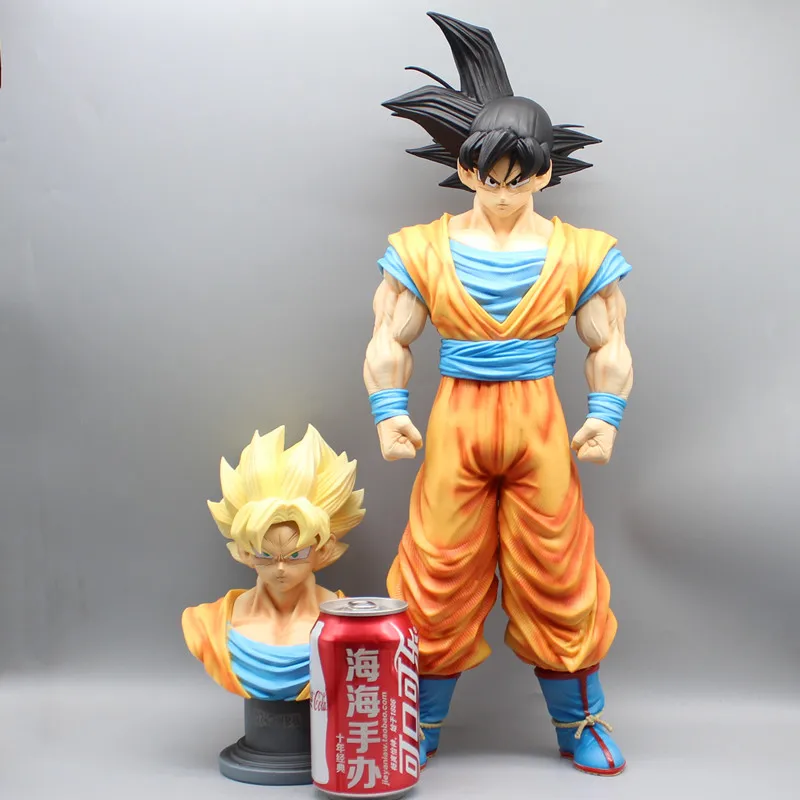 Dragon Ball Fighter Z 48cm Anime Figure Super Saiyan Son Goku Gk Statue Double Headed Interchangeable Decoration Toy Gifts