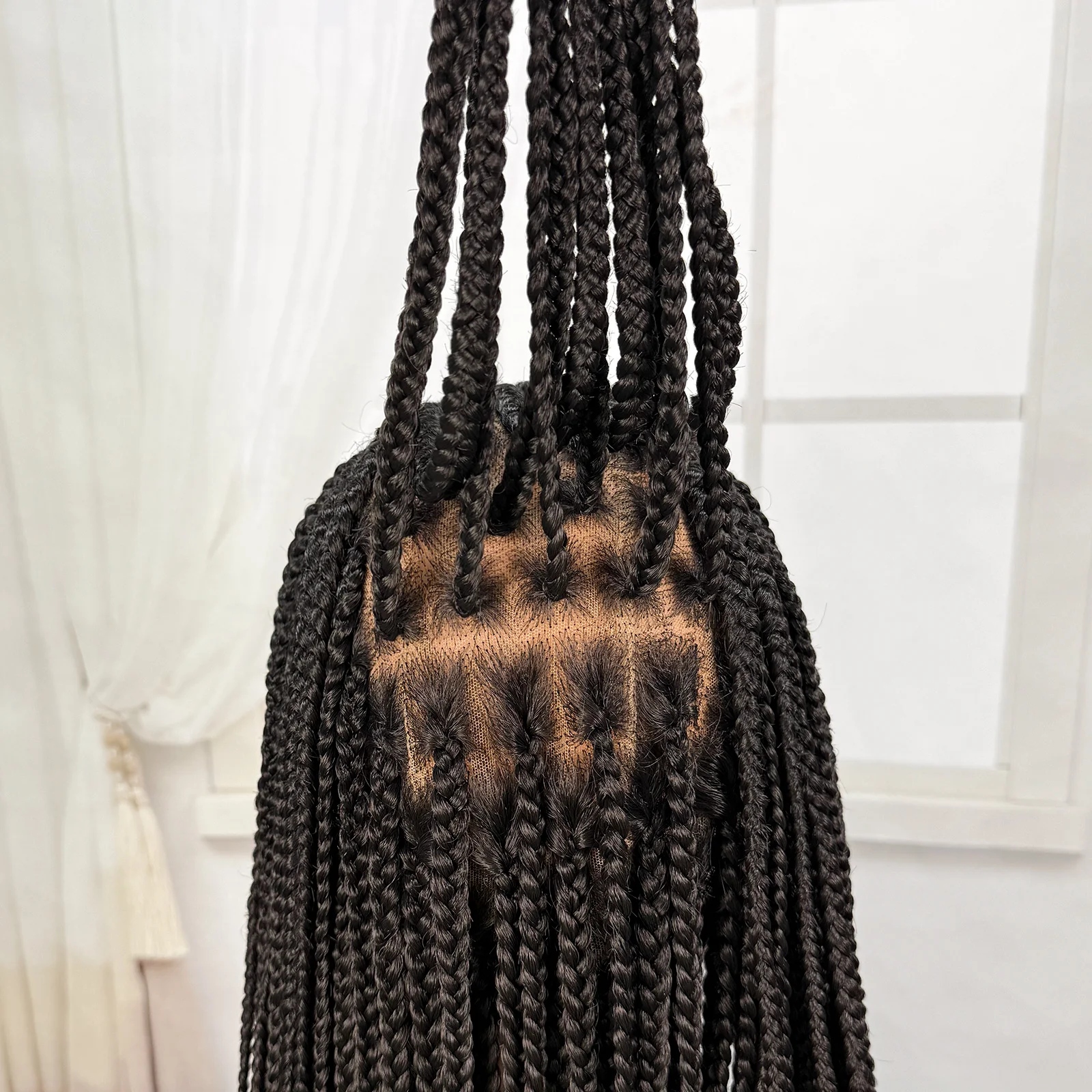 Synthetic Full Lace Cornrow Braided Wigs Natural Braiding Hair Wigs Box Braided Lace Wigs with Baby Hair for Black Women