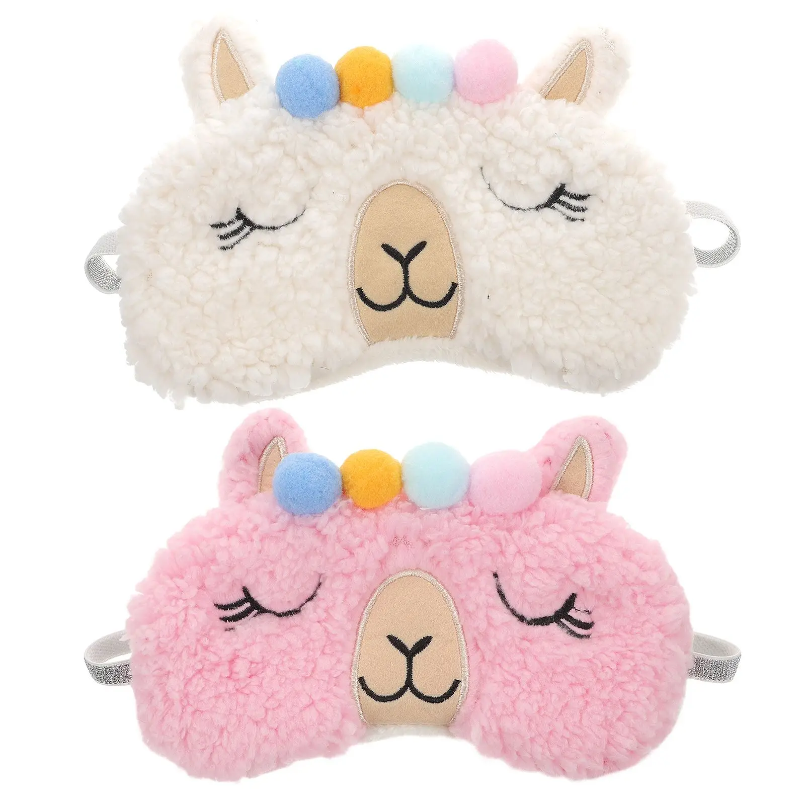 

2pcs Soft Alpaca Design Sleep Eye Mask Block Out Light Travel Blindfold Cartoon Sleeping Mask High Quality Cashmere Lightproof