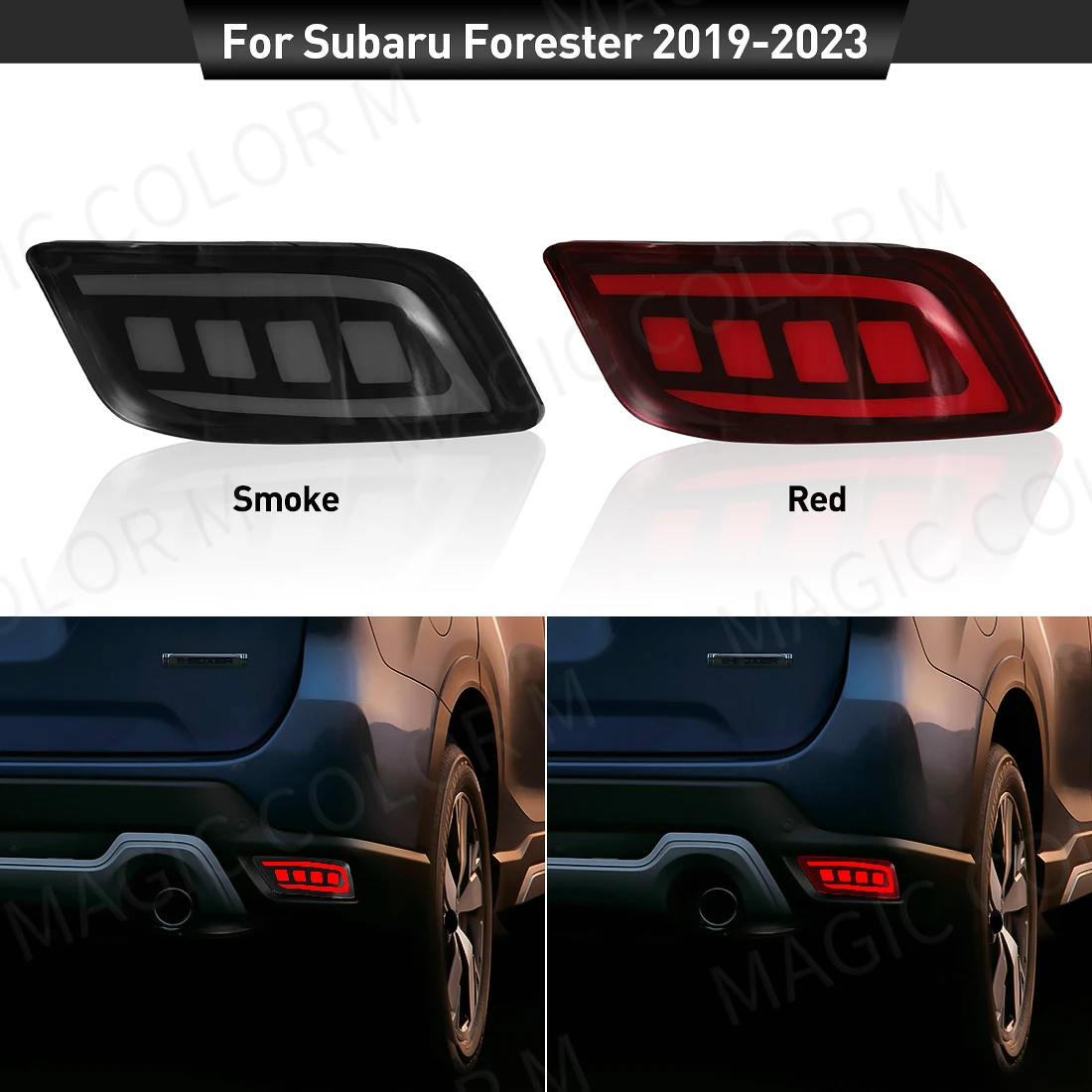 For Subaru Forester 2019 2020 2021 2022 2023 LED Rear Bumper Reflector Light  Brake Warning Turn Signal Light Car Accessories