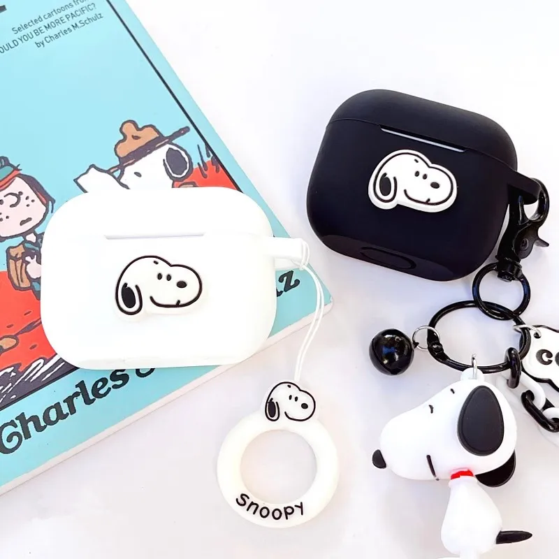 MINISO Snoopy Earphone Case Cover for Airpods 4 Pro 2 3 Silicone Wireless Earbuds Charging Box Protective Shell With Keychain