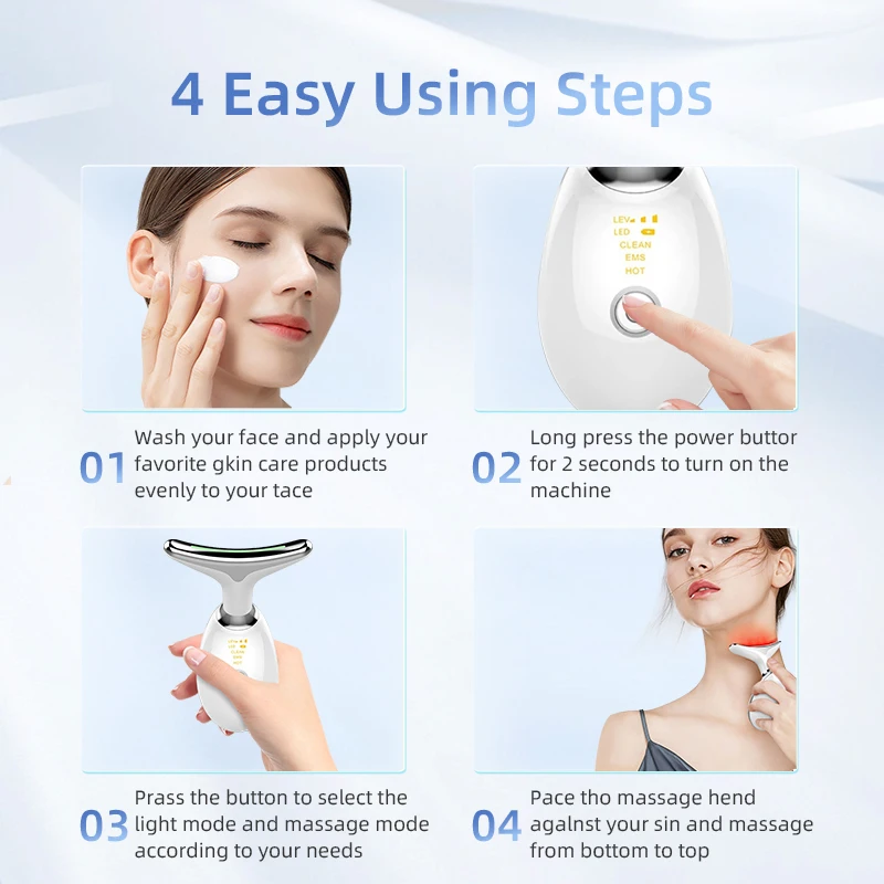 Dispositivo de estiramiento Facial para cuello, masajeador EMS para estiramiento Facial, dispositivo de estiramiento de la piel, fotones LED,