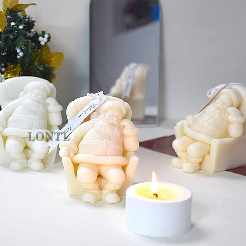 New Sleeping Santa Claus Silicone Candle Mold DIY Christmas Decoration Gypsum Resin 3D Crafts Casting Tools Home Gift Making