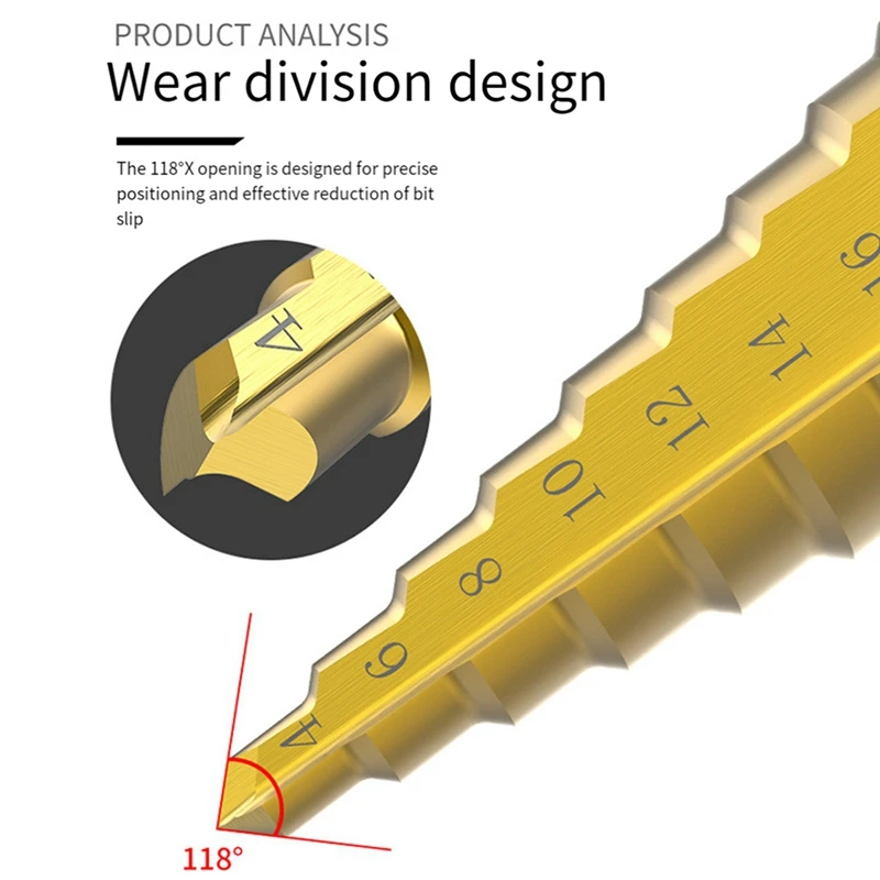 3 шт., ступенчатое сверло с шестигранной ручкой, большой экспорт