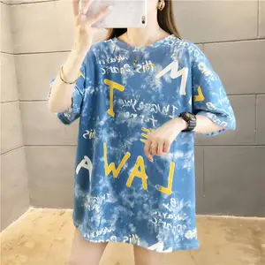 Summer Korean Tie Dyeing Short Sleeved T-shirt Oversized Graphic T-shirts White Black Y2k Top Fashion Harajuku Unisex Streetwear